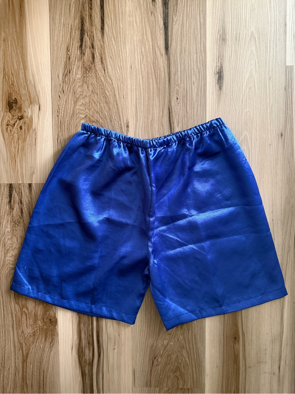 Satin Royal Blue Elastic Waist Shorts